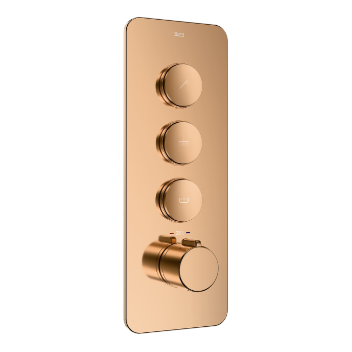 Roca Thermostatic Divertor Push T Outer Plate 3 Way Rose Gold RT5A7710RGH