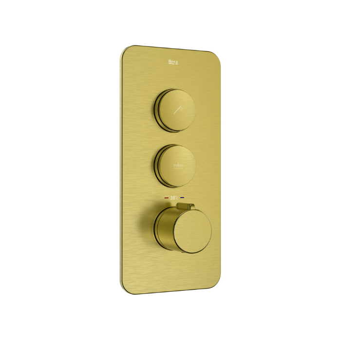 Roca Thermostatic Divertor Push T Outer Plate 2 Way Brushed Brass RT5A7610VAH